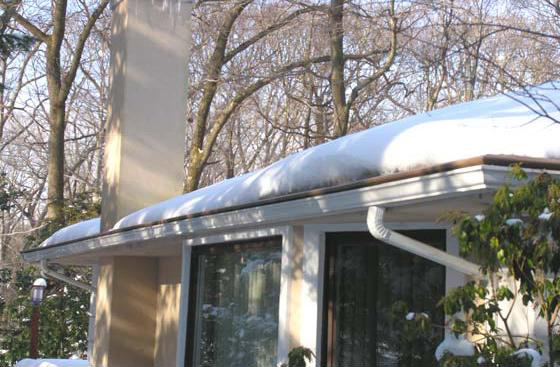 image of gutters with heated gutter protection