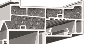 Krypton window frame cross-section showing cavity foam insulation