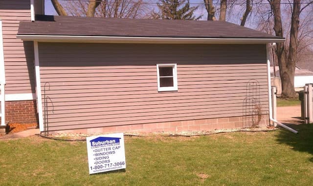Seamless gutter system close-up with finished appearance