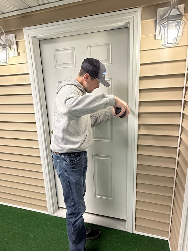 Window installation showing professional crew at work