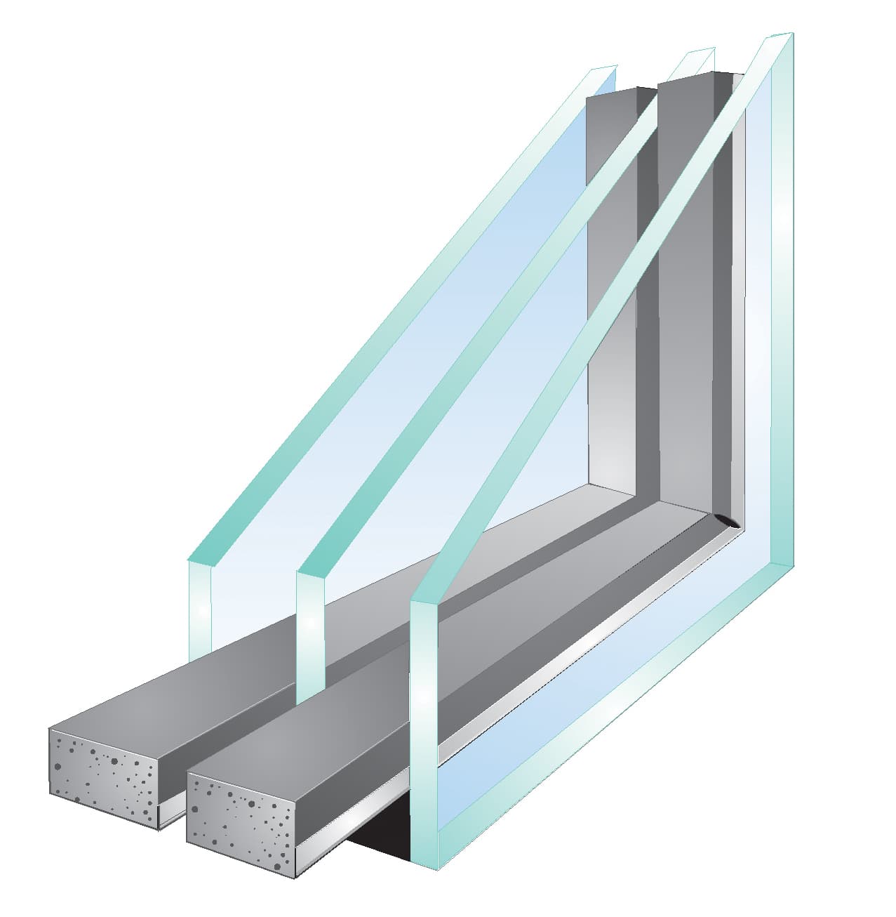 Triple pane glass system