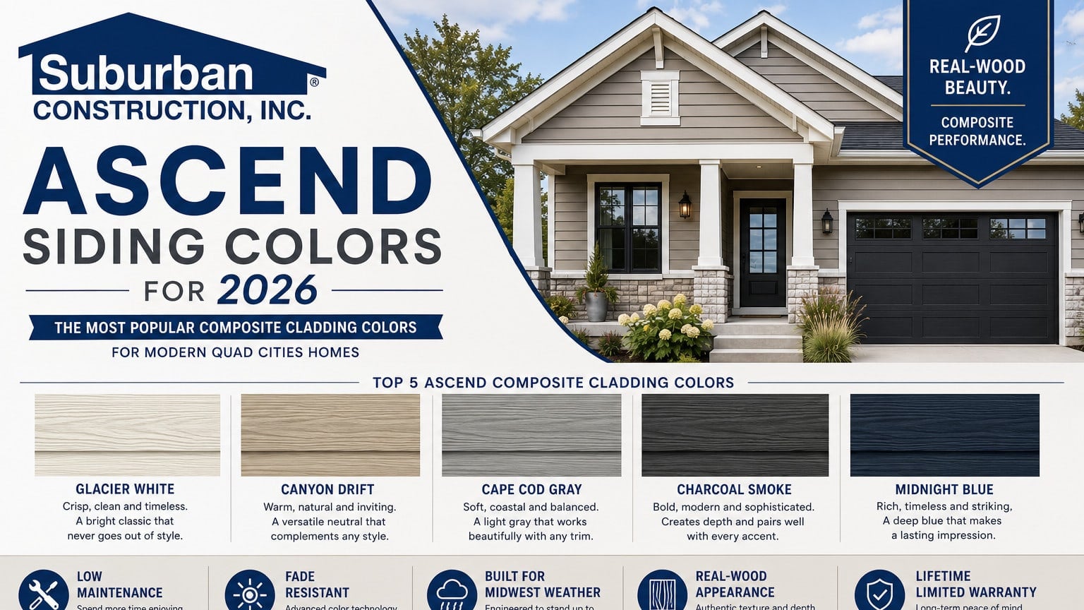 Ascend Siding Colors for 2026 | Top Exterior Color Trends for Quad Cities Homes