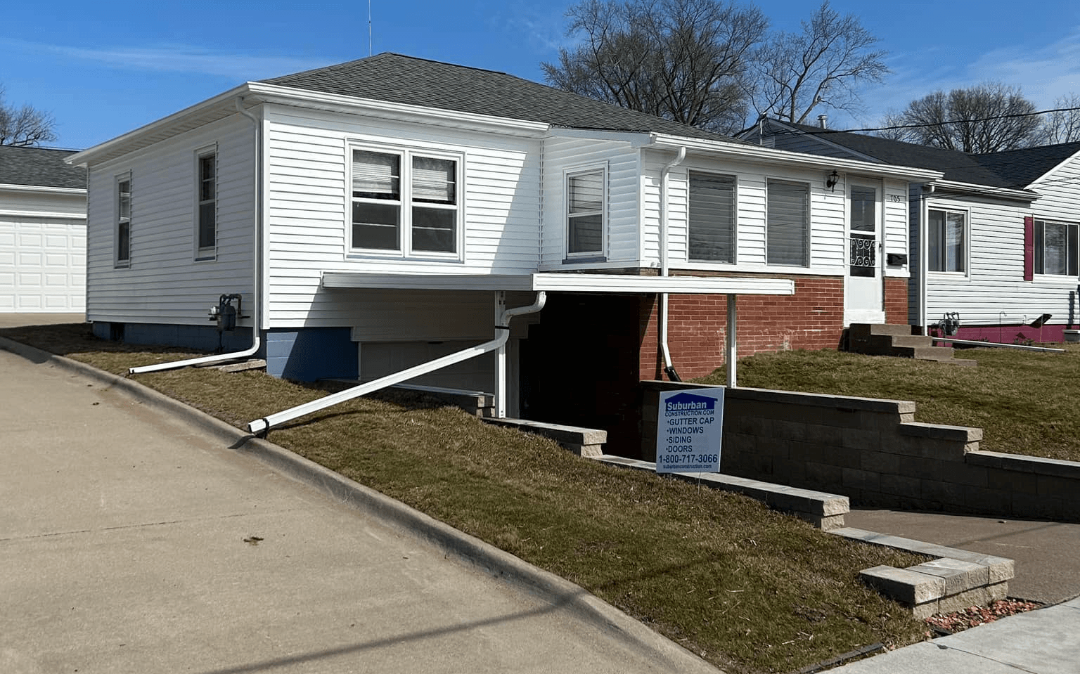 Completed gutter installation showing finished system