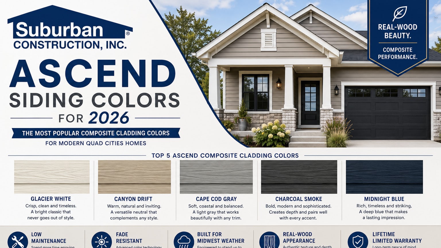 Ascend Siding Colors for 2026 | Top Exterior Color Trends for Quad Cities Homes